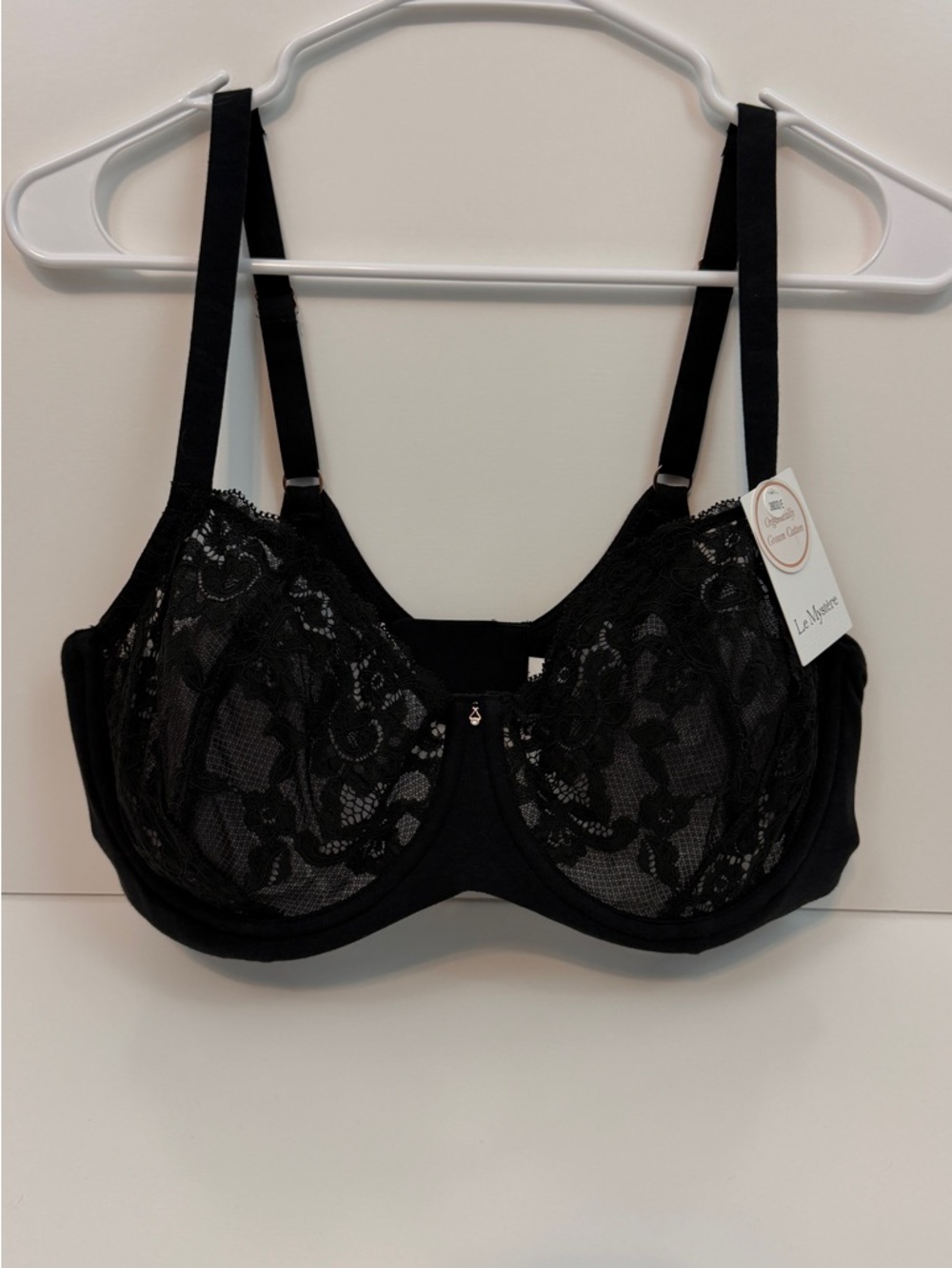 Le Mystere Black Lace Support Bra with Underwire